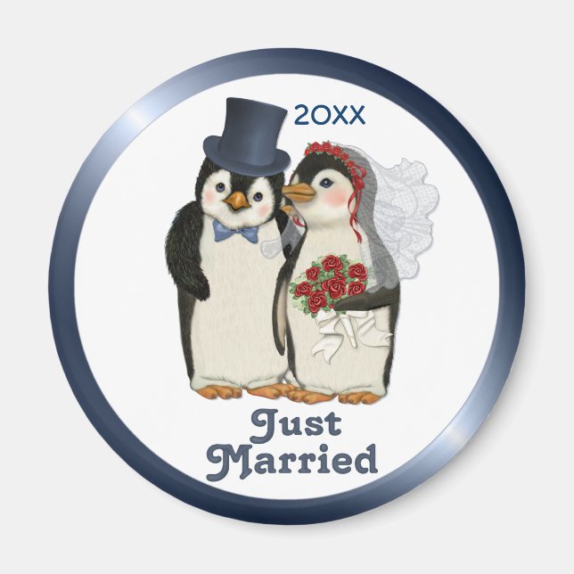 Pinguin Wedding Bride and Groom Krawatte - Anpasse Magnet (Vorne)