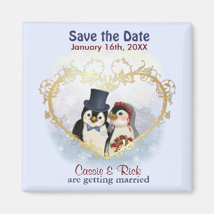 Pinguin Wedding Save the Date Magnet