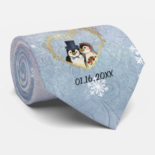 Pinguin Wedding Snowflake Pattern - Anpassen Krawatte