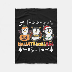 Pinguin Weihnachten Halloween Das ist mein Halloth Fleecedecke