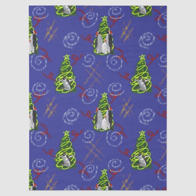 Pinguin Weihnachten Seidenpapier (Vorderseite)