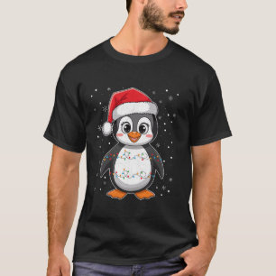 Pinguin-Weihnachts-Santa-Hut Festliche Lichter Kos T-Shirt