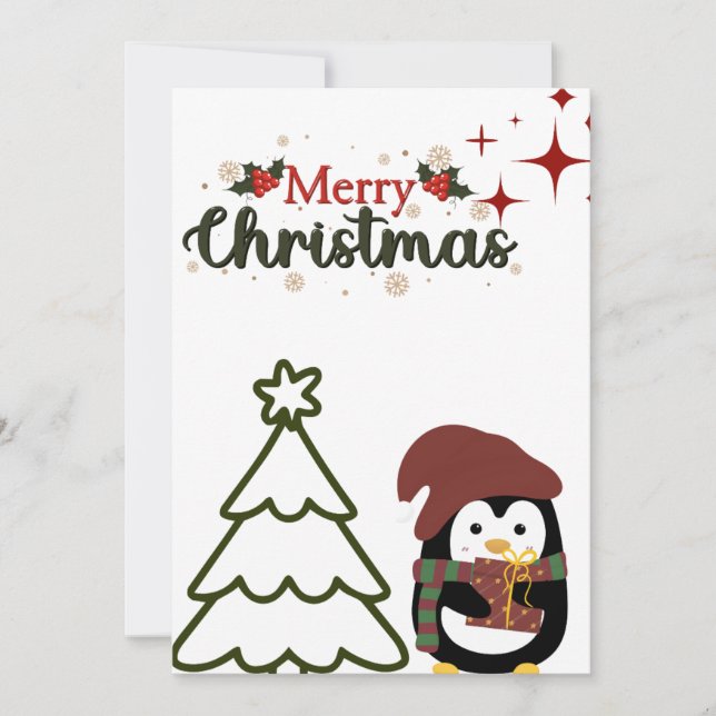 Pinguin-Weihnachtskarte Feiertagskarte (Vorderseite)