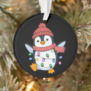 Pinguin Weihnachtsmann Lichter Weihnachten Pinguin Ornament