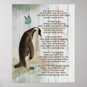 Pinguin, wie ich in den Himmelsgedanken Gaben sitz Poster