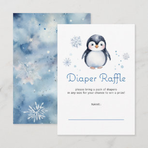 Pinguin Winter Baby Duschkabine Raffle Ticket Begleitkarte