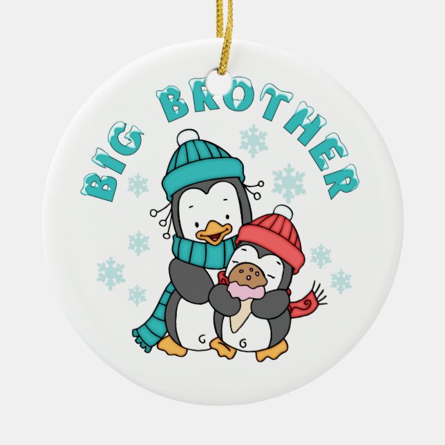 Pinguin Winter Big Brother Keramikornament (Vorne)