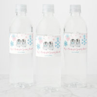 Pinguin Winter Gender Reveal Wasser Flaschen Etike