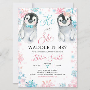 Pinguin Winter Gender Reveitation Einladung