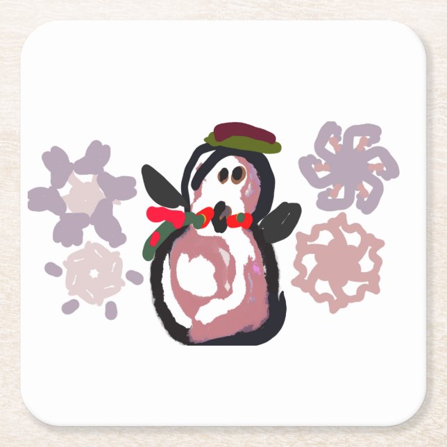 Pinguin Winter  Rechteckiger Pappuntersetzer (Vorderseite)