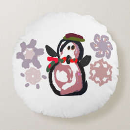 Pinguin Winter Rundes Kissen