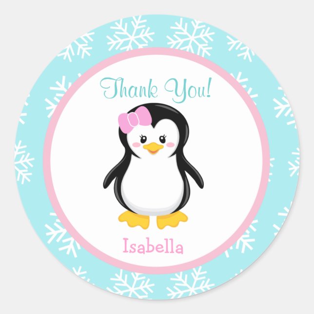 Pinguin Winter Snowflake Gunst Sticker (Vorderseite)