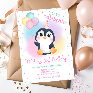 Pinguin-Winterparty-Geburtstag Einladung