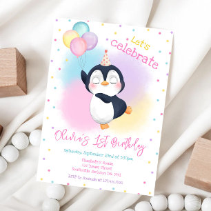 Pinguin-Winterparty-Geburtstagseinladung Einladung