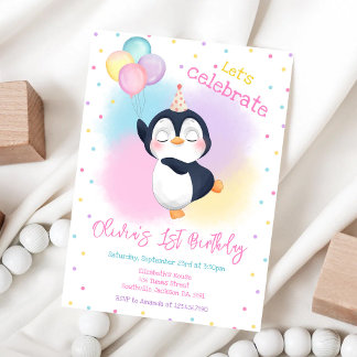 Pinguin-Winterparty-Geburtstagseinladung Einladung