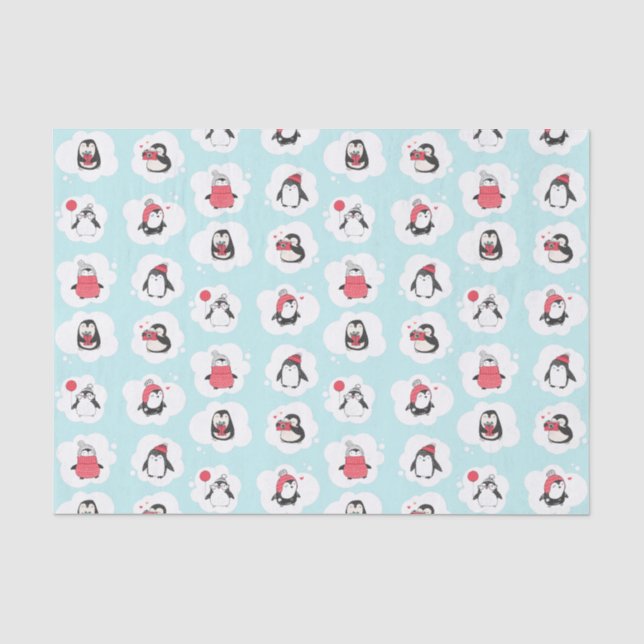Pinguin Winterurlaub Seidenpapier (Vorderseite)