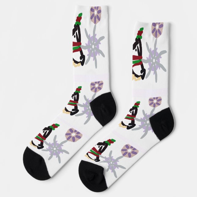 Pinguin Winterzeit  Socken (Linkes Detail)
