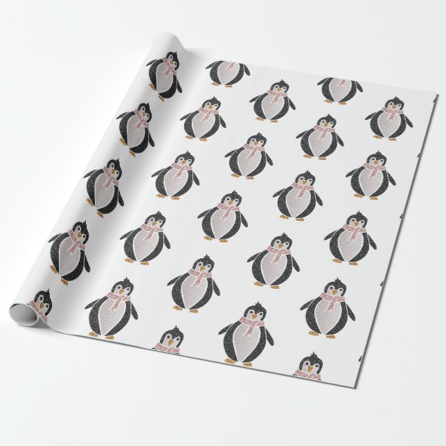 Pinguin Wrapping Paper für Niedliche Glitzer Geschenkpapier (Ungerollt)
