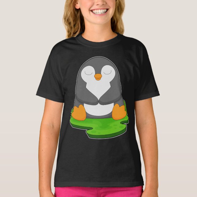 Pinguin Yoga Fitness Meditation T-Shirt (Vorderseite)