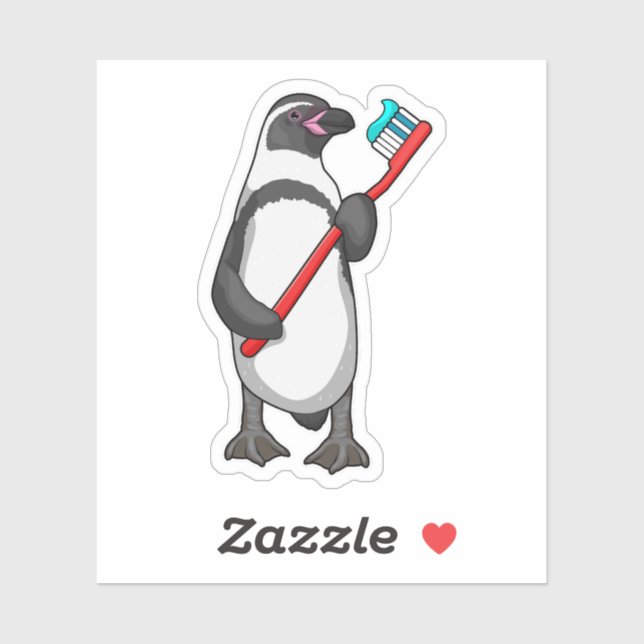Pinguin-Zahnbürste Aufkleber (Blatt)