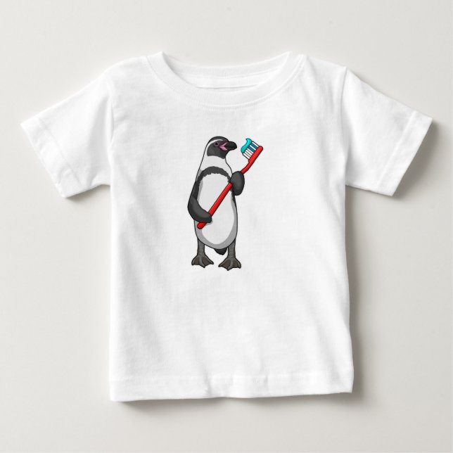 Pinguin-Zahnbürste Baby T-shirt (Vorderseite)