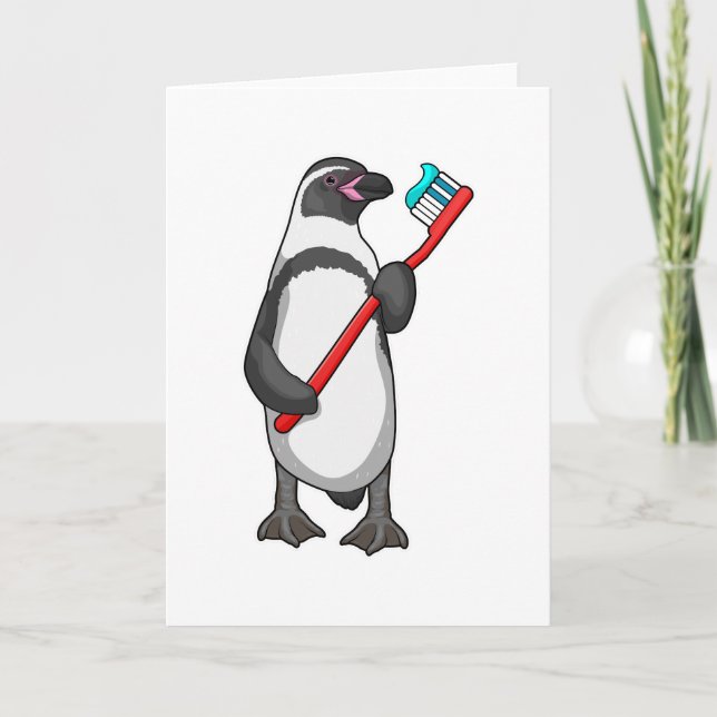 Pinguin-Zahnbürste Karte (Vorderseite)
