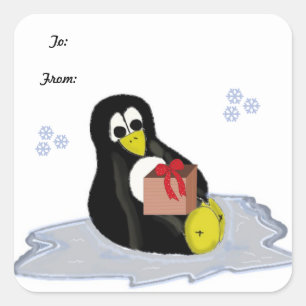 Pinguin zum Eispflaster Quadratischer Aufkleber