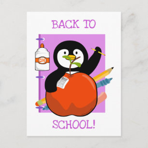 Pinguin zurück zur Schule Postkarte