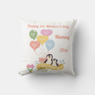 Pinguine 1. Muttertag Weiß Kissen