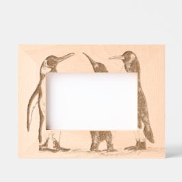 Pinguine 6" x 4" Landschaft, FrameStyle: natürlich Geätzte Rahmen