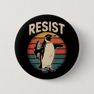 Pinguine Aktivismus Protest Zölle Retro widerstehe Button