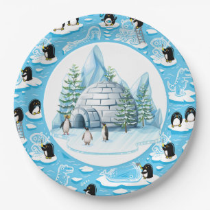 Pinguine an der Play Paper Plate Pappteller