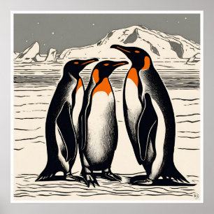 Pinguine - Archivwoodblock Print Poster