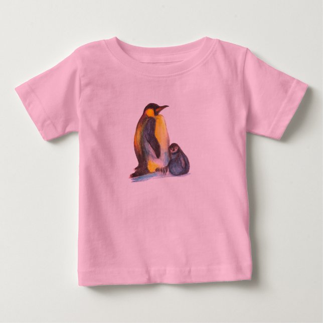 Pinguine Baby Tutu Bodysuit, rosa Baby T-shirt (Vorderseite)