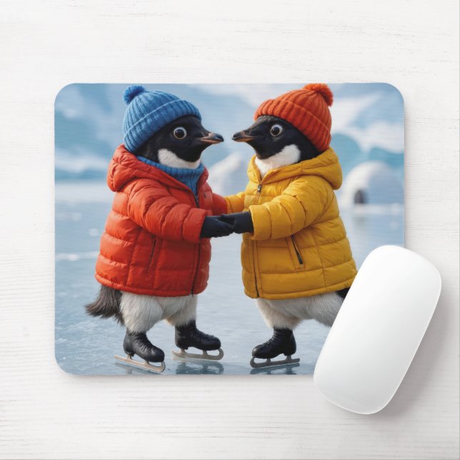 Pinguine beim Eislaufen  Mousepad (Mit Mouse)