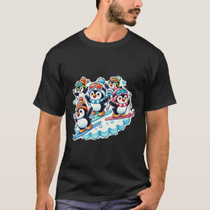 Pinguine beim Skifahren in Schneeausrüstung genieß T-Shirt