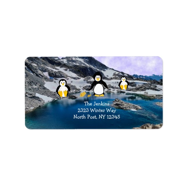 Pinguine - Bezeichnung der Fischereiadresse Adressaufkleber (Vorne)