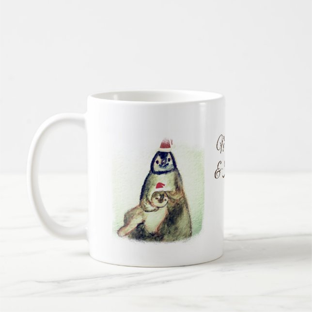 Pinguine Custom Naame Holiday Tasse (Links)