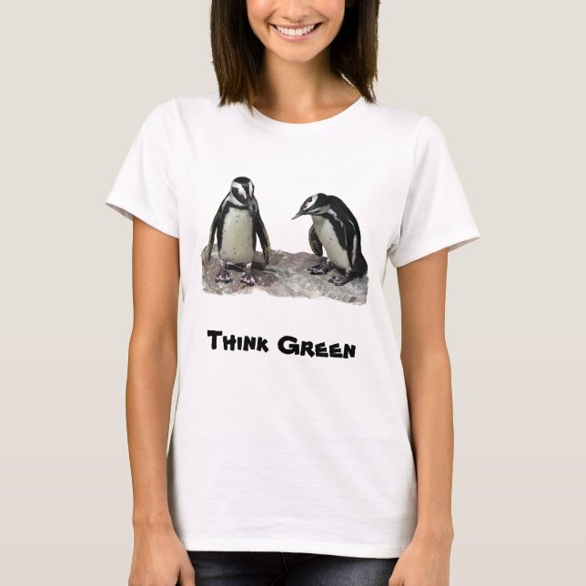 Pinguine Denke ökologisch Earth Day Shirt (Vorderseite)