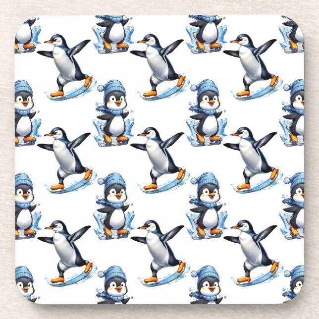 Pinguine Design Getränkeuntersetzer (Vorderseite)