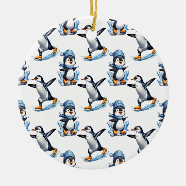 Pinguine Design Keramik Ornament (Vorne)