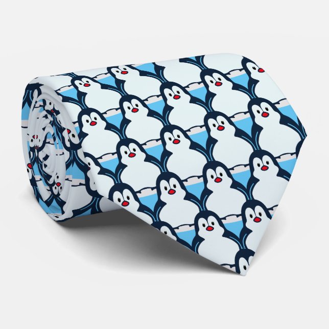 Pinguine Design Necktie Krawatte (Gerollt)