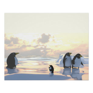Pinguine, die auf einer Eisscholle abkühlen Poster