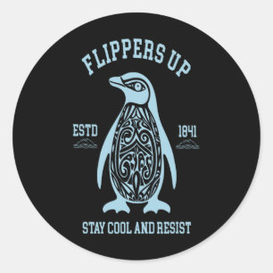 Pinguine, die aufstehen, Bleibe Cool und widersteh Runder Aufkleber