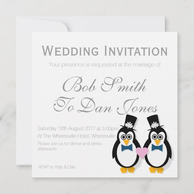 Pinguine, die Einladung (Mr&Mr, Wedding sind) (Vorderseite)