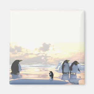 Pinguine entspannen sich auf einer Eisscholle Magnet