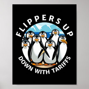 Pinguine Flossen Hoch Protest Gegen Trump Zölle Poster