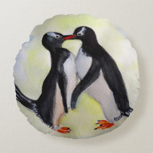 Pinguine Gebürstetes Polyester-Rund-Kissen Rundes Kissen
