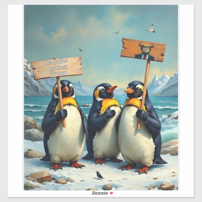 Pinguine gegen Trump Aufkleber (Blatt)