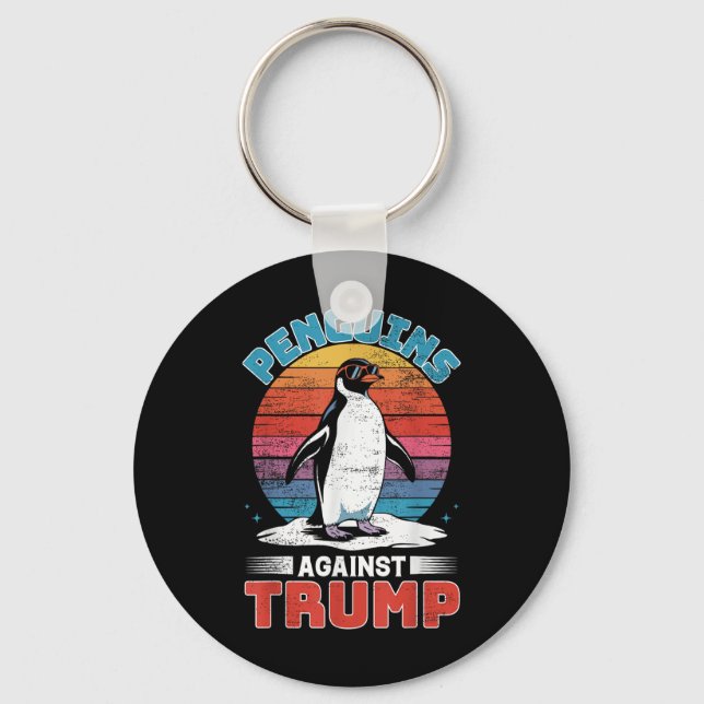 Pinguine gegen Trump Pinguin tappen gegen Tr Schlüsselanhänger (Vorderseite)